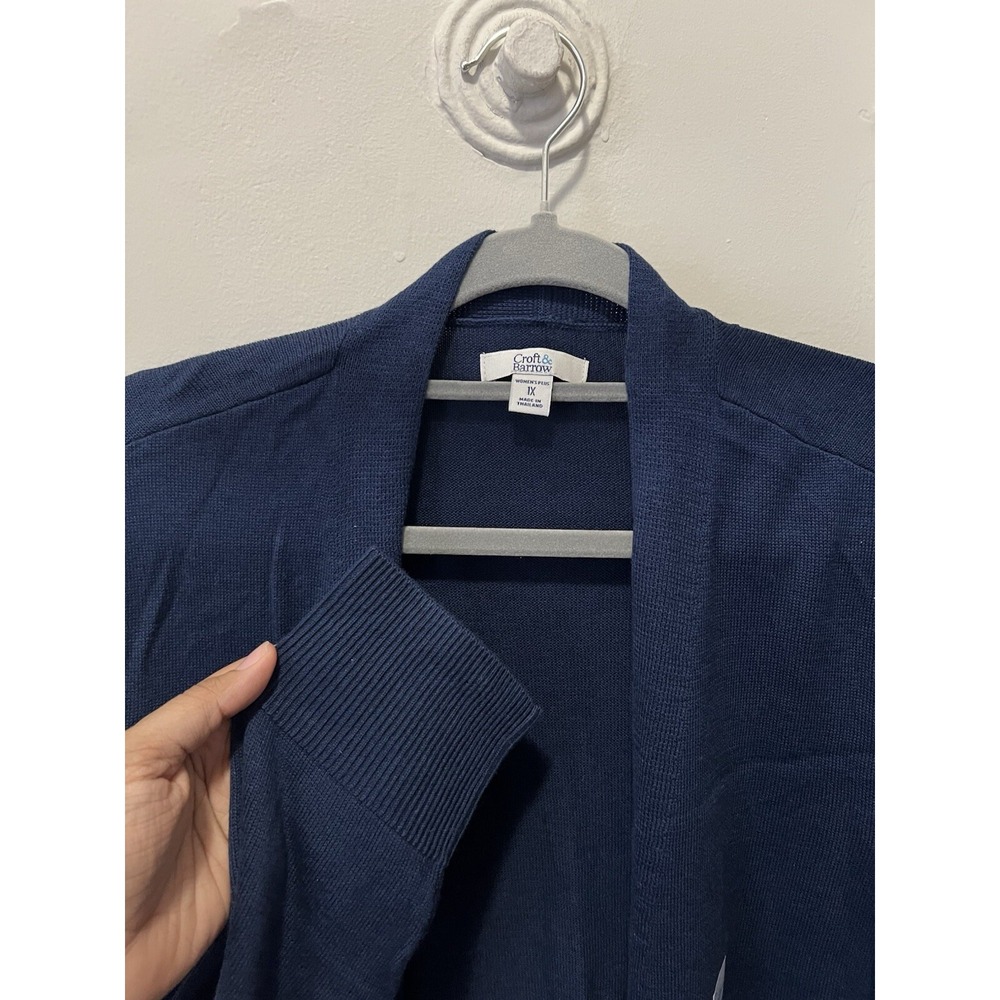CROFT & BARROW 1X Women's Plus BLUE Open Cardigan Sweater ¾ Sleeve‎ Stretch
